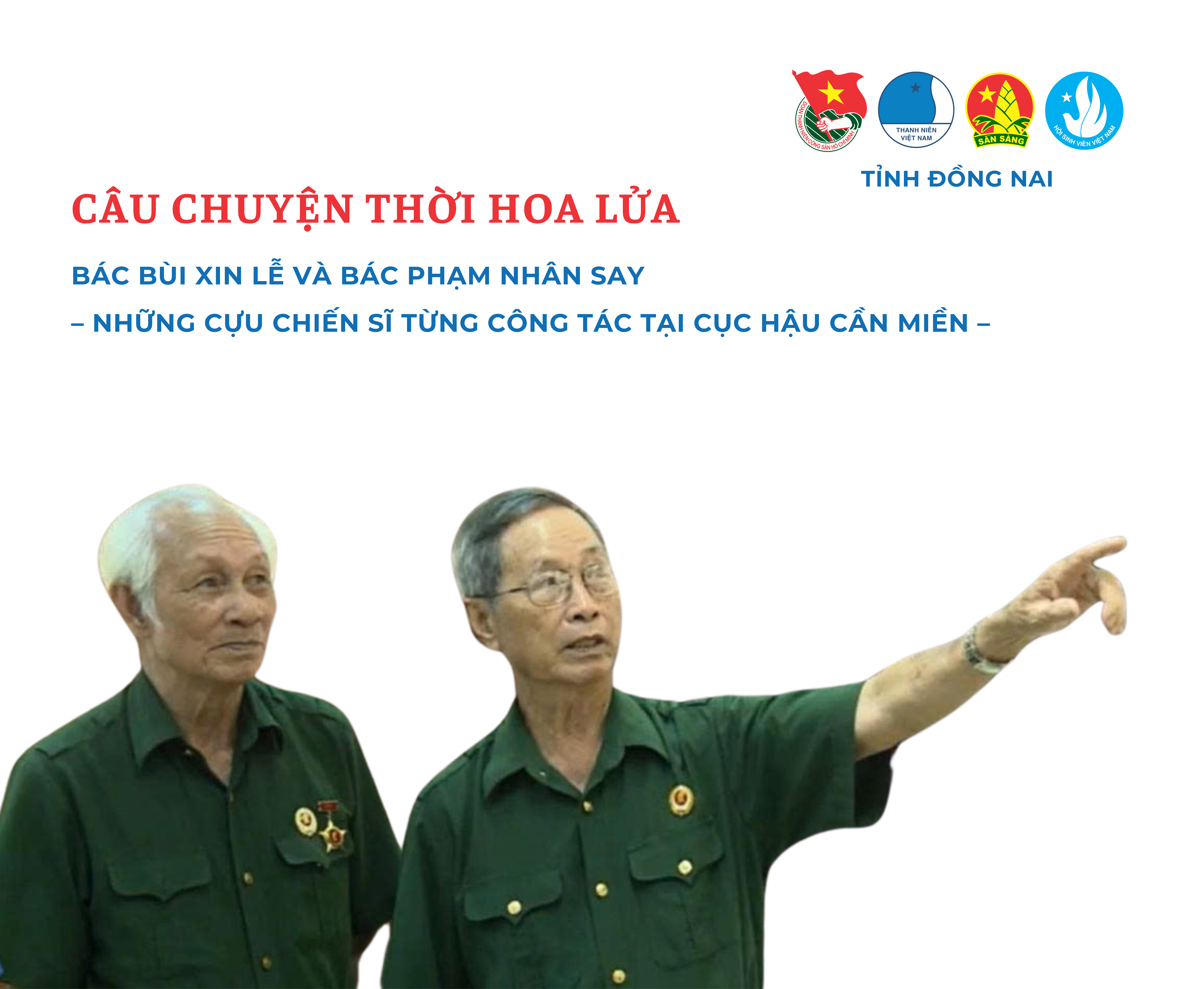 Thượng sỹ Bùi Duy Lễ (cán bộ bảo vệ văn phòng Hậu cần) và cựu chiến binh Phạm Văn Sây (phòng Quân y, Cục Hậu cần)